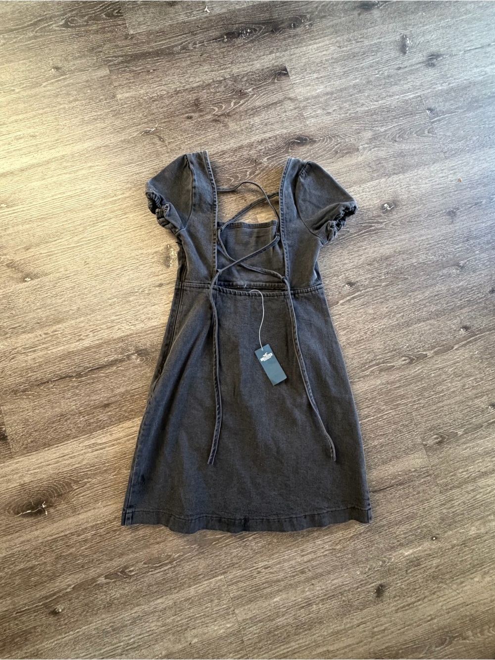 Hollister Washed Black Lace-Up Mini Dress